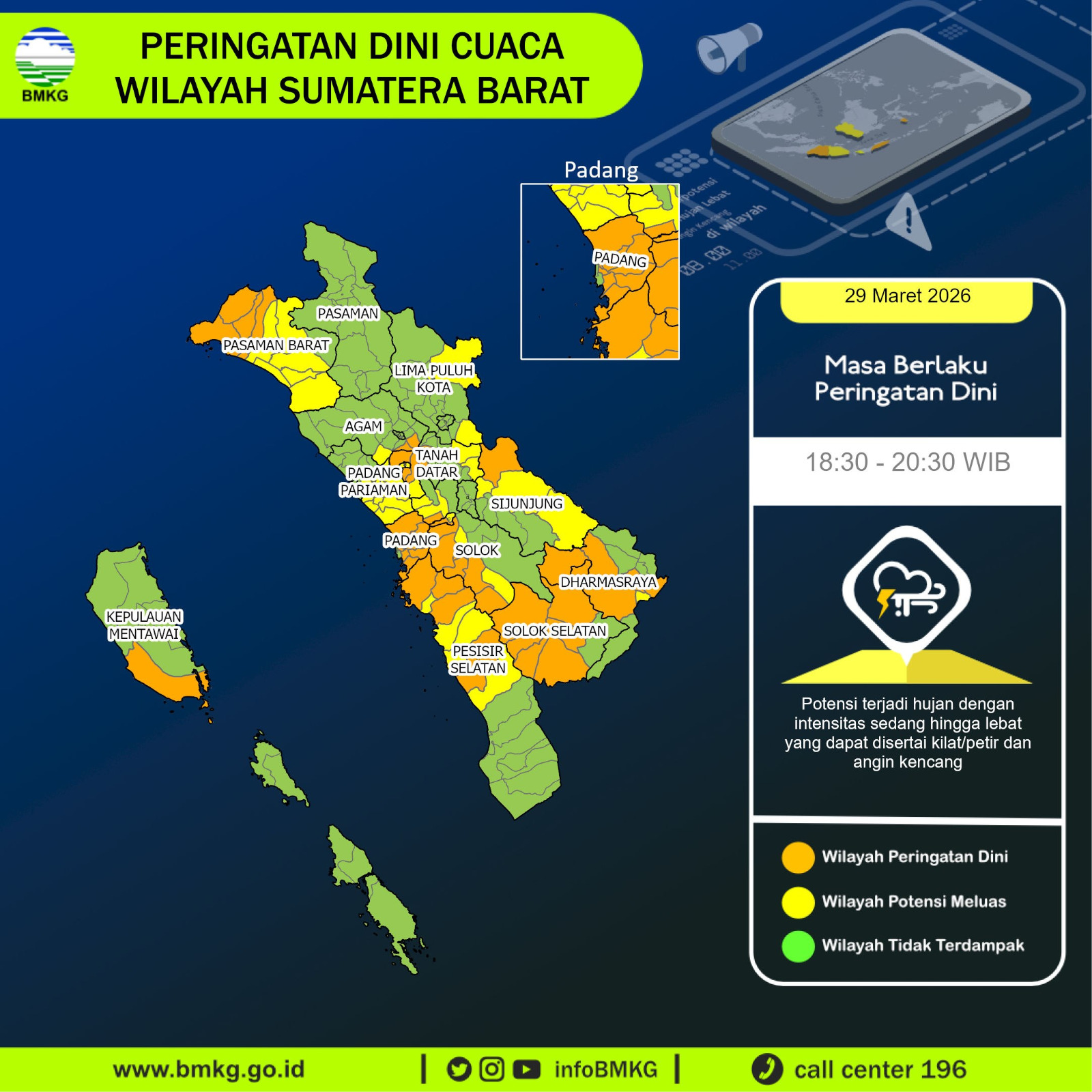 BMKG Keluarkan Peringatan Dini Cuaca Kota Padang BPBD Imbau Warga Selalu Waspada